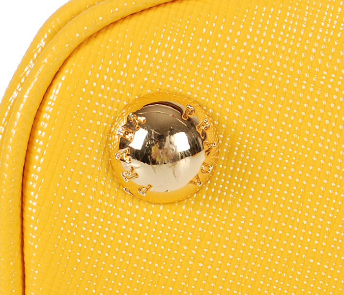 2014 Prada Shiny Saffiano Leather Two Handle Bag BL0838 yellow for sale